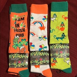 Women's Colorful St. Patrick’s Day Novelty Socks - Orange, White, Green